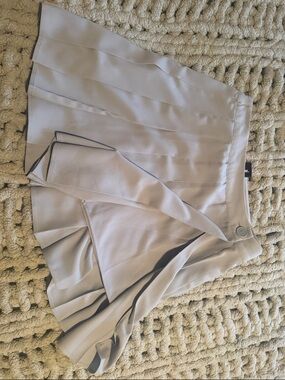 Light Blue Pleated Skort with Button Waist